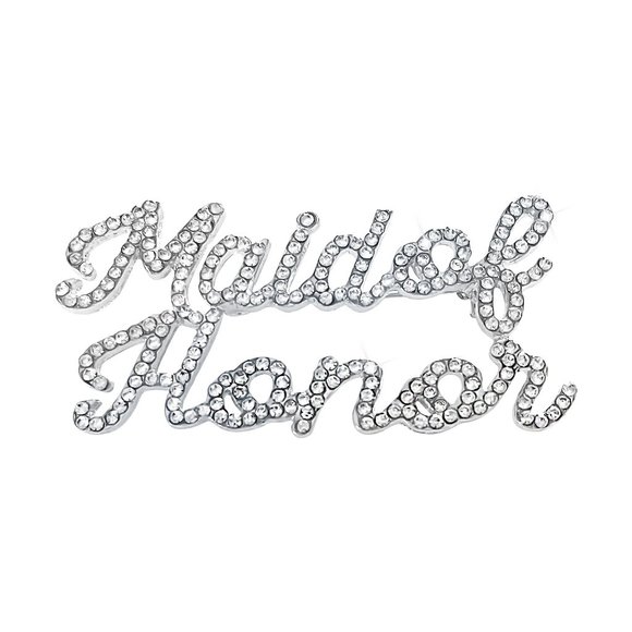 Rhinestone Pin - Maid of Honor - Silver - Picture 1 of 1